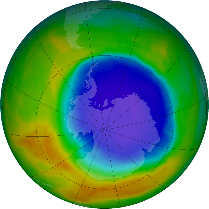 Antarctic ozone map for 28 October 2014
